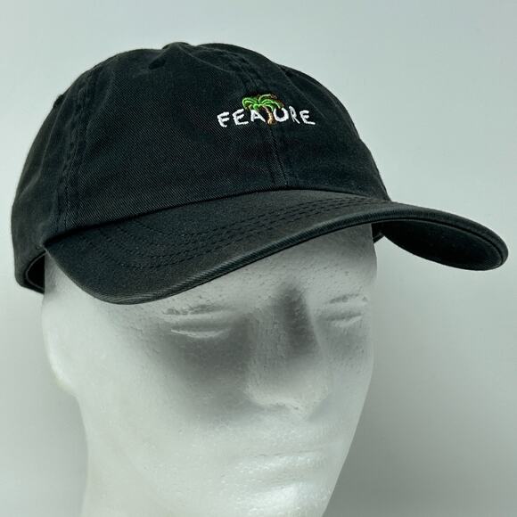 Feature Dad Hat Baseball Cap Spellout Streetwear Sneakerhead Black Strapback - Picture 10 of 10